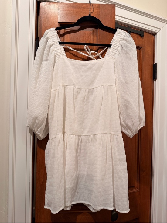 Lush Dresses & Skirts - Lush Boho Women’s NWOT White Mini Dress with Puff Sleeves Size Small